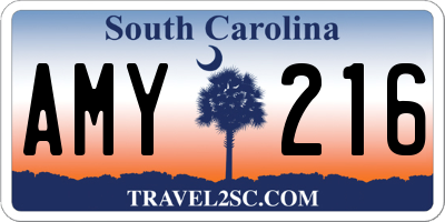 SC license plate AMY216