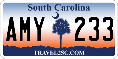 SC license plate AMY233