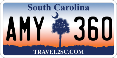 SC license plate AMY360