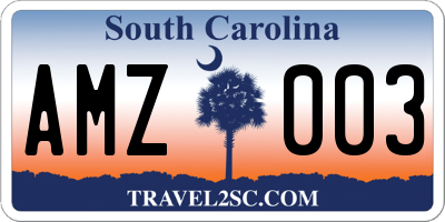 SC license plate AMZ003
