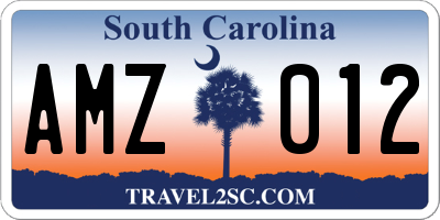 SC license plate AMZ012