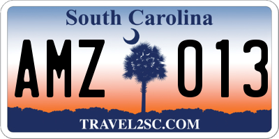 SC license plate AMZ013