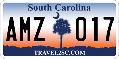SC license plate AMZ017