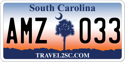 SC license plate AMZ033