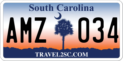 SC license plate AMZ034