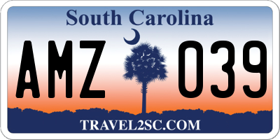 SC license plate AMZ039
