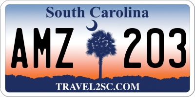 SC license plate AMZ203