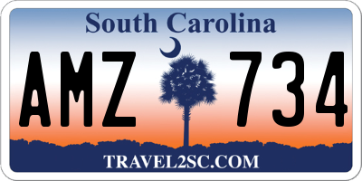SC license plate AMZ734