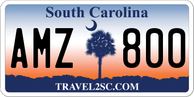 SC license plate AMZ800