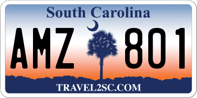SC license plate AMZ801