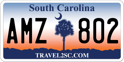 SC license plate AMZ802