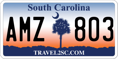 SC license plate AMZ803