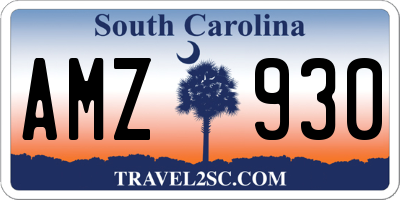 SC license plate AMZ930