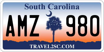 SC license plate AMZ980