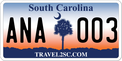 SC license plate ANA003