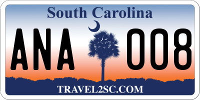 SC license plate ANA008