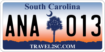 SC license plate ANA013