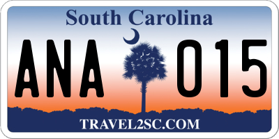 SC license plate ANA015