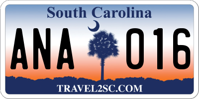 SC license plate ANA016