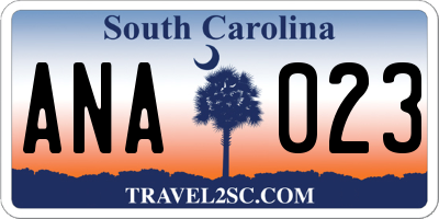 SC license plate ANA023
