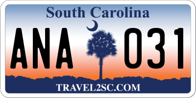 SC license plate ANA031