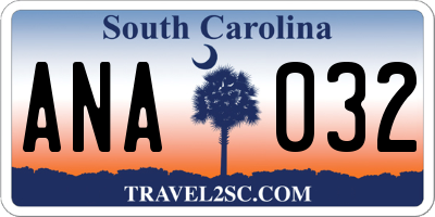 SC license plate ANA032