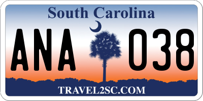 SC license plate ANA038