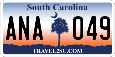 SC license plate ANA049