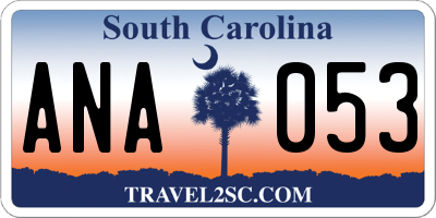 SC license plate ANA053