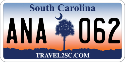 SC license plate ANA062