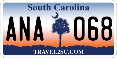 SC license plate ANA068