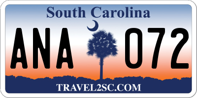 SC license plate ANA072