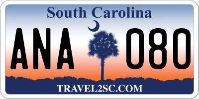 SC license plate ANA080