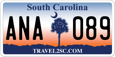 SC license plate ANA089