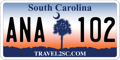 SC license plate ANA102