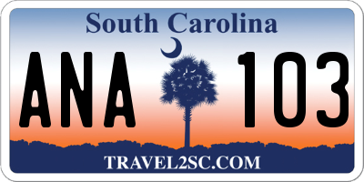 SC license plate ANA103