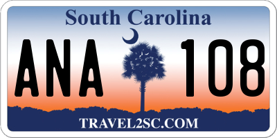 SC license plate ANA108