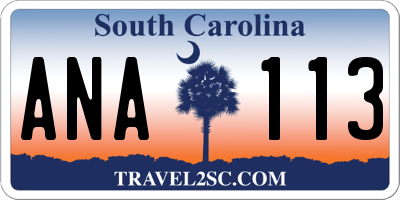 SC license plate ANA113