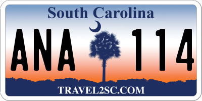 SC license plate ANA114