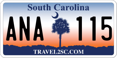 SC license plate ANA115