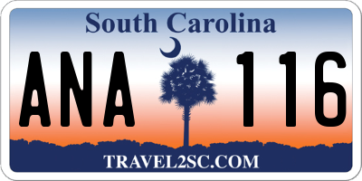 SC license plate ANA116