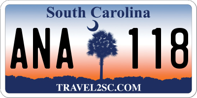SC license plate ANA118