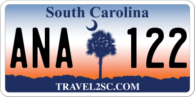 SC license plate ANA122