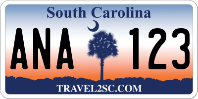 SC license plate ANA123