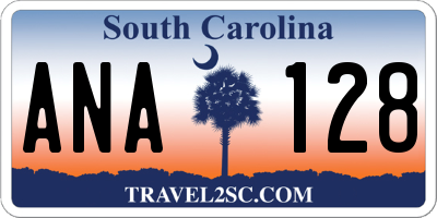 SC license plate ANA128
