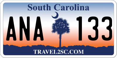 SC license plate ANA133