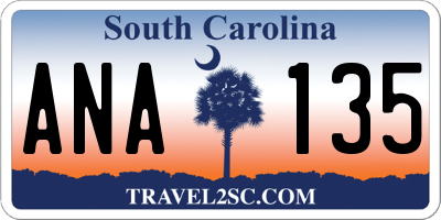 SC license plate ANA135
