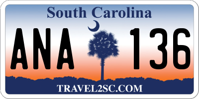 SC license plate ANA136