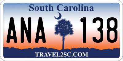 SC license plate ANA138