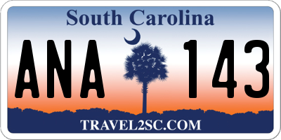 SC license plate ANA143